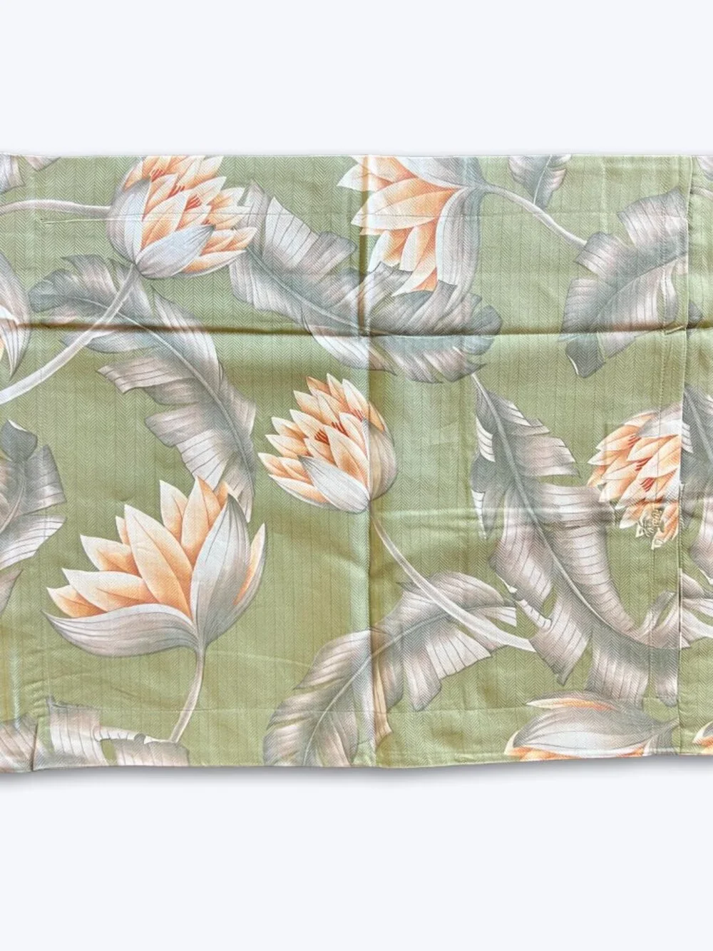 Vtg Tommy Bahama Palm Concerto Egyptian Cotton Boudoir Sham Italy Green Peach